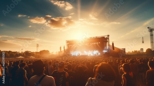 Crowd of people watching concert, AI generated Image