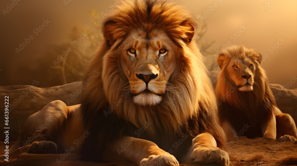 Fototapeta premium Photo of a majestic lion