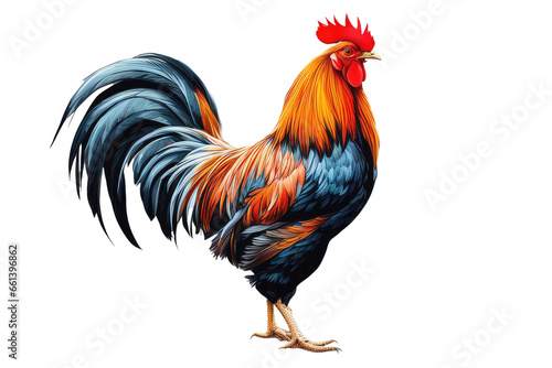 full body of rooster isolated on transparent background