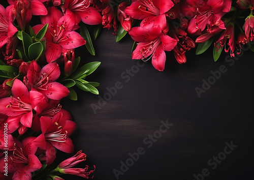 Red alstroemeria floral header border romantic