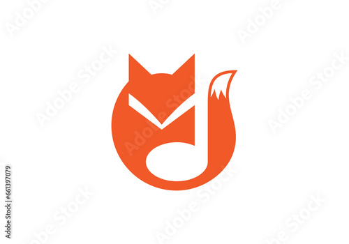 fox music negative space logo design concept