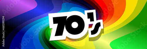 Seventies on swirling stripes background	