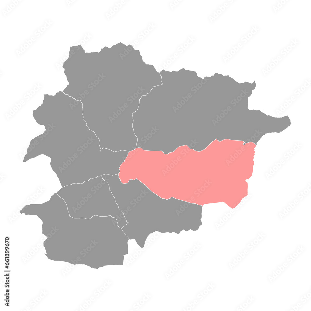 Encamp map, administrative division of the Principality of Andorra.