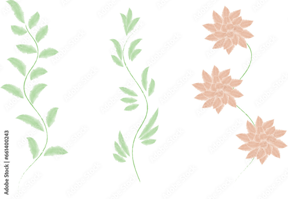Vector illustration. Set of plant branches. Vector illustration. Set of plant branches.