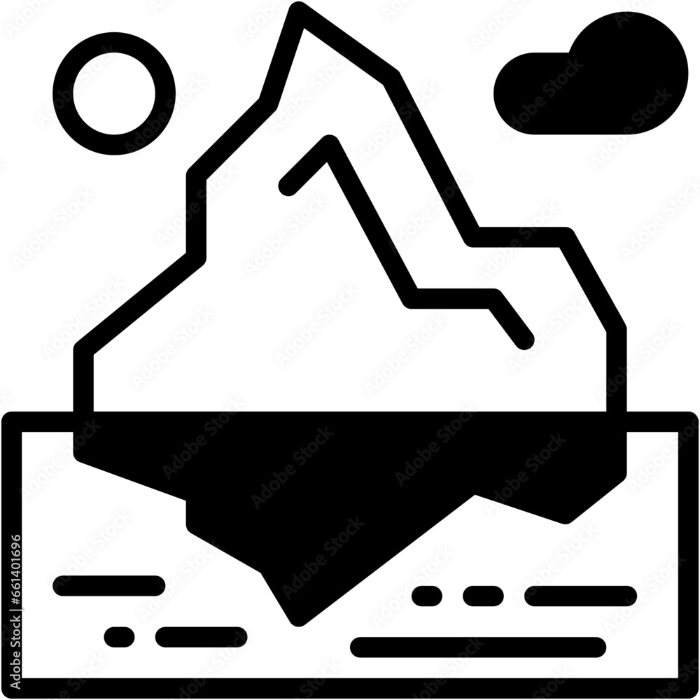 Vector Icon Iceberg, Glacier, Polar, North Pole, Ice, Nature Vector Icon Iceberg, Glacier, Polar, North Pole, Ice, Nature