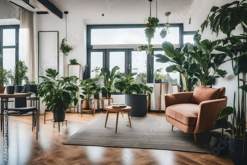 living room with plants