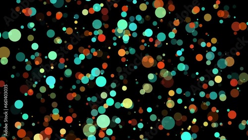 Floating Particles on black Background. Glittering Particles With Bokeh