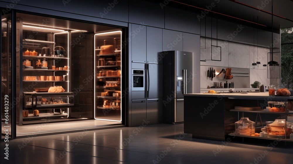 future kitchen filled with smart appliances seamlessly integrated into a contemporary design, simplifying daily tasks