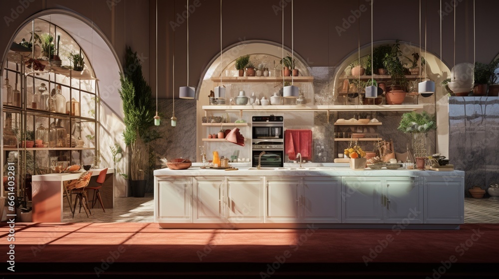 future kitchen design that embraces a fusion of cultural aesthetics, creating a diverse and inclusive culinary space