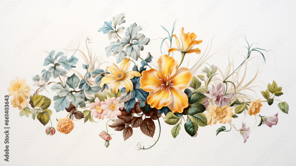 A group of flowers on a piece of cloth - obrazy, fototapety, plakaty 