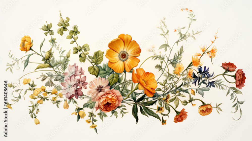 A group of flowers on a piece of cloth - obrazy, fototapety, plakaty 