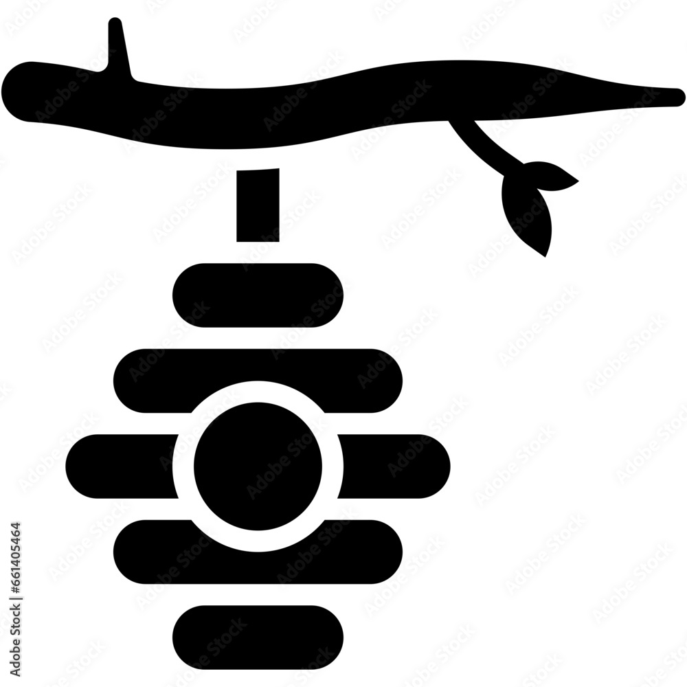 Vector Icon Beehive, Honey, Bee, Nature, Tree Branch, Animals Vector Icon Beehive, Honey, Bee, Nature, Tree Branch, Animals