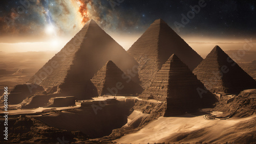Pyramids and deserts on distant stars galaxies and stars
