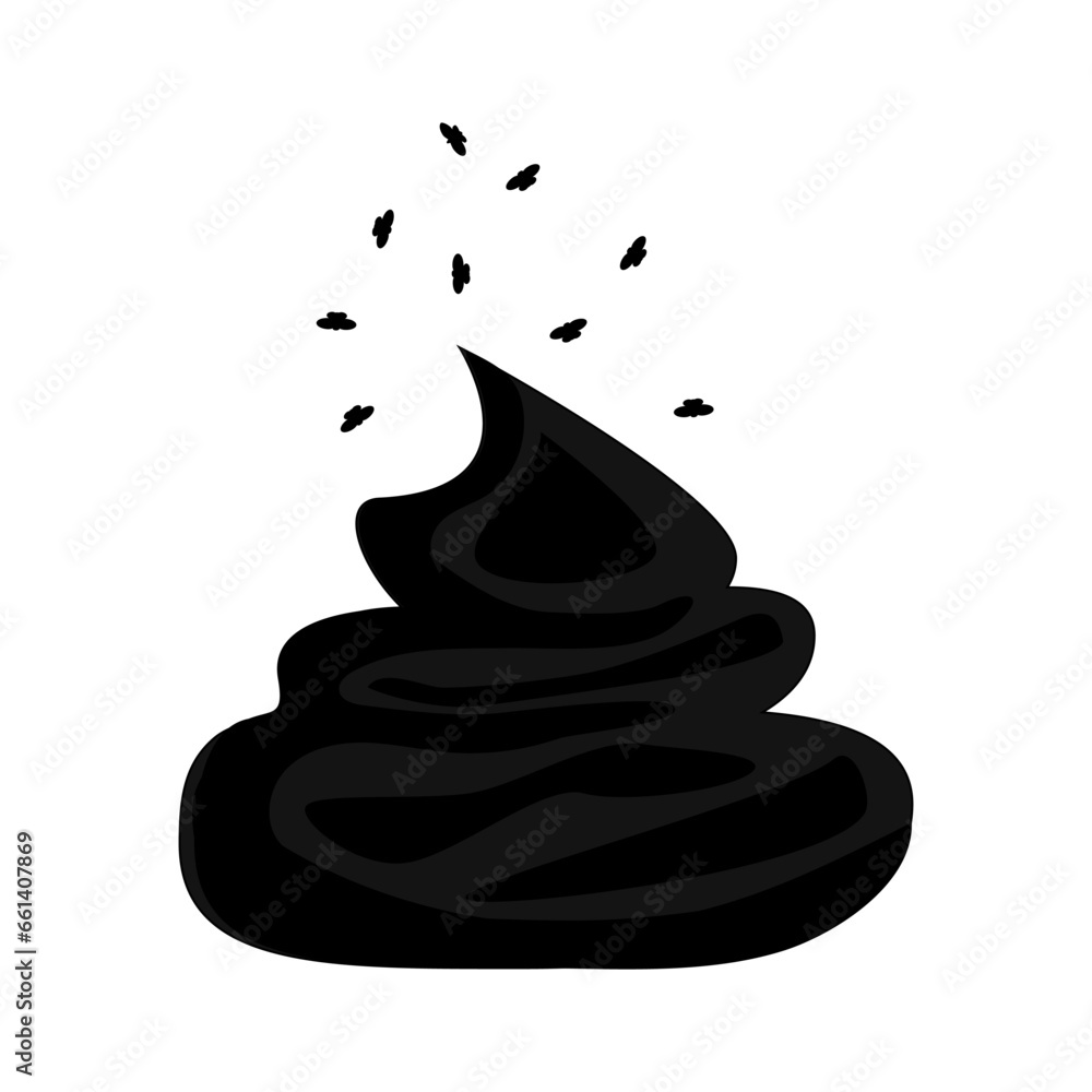 Poop icon isolated on white background. Black poop with flies silhouette. Pile of shit with flies. Bunch of dung. Pile of dog crap. Insects flying around the stinky excrement.Stock vector illustration Poop icon isolated on white background. Black poop with flies silhouette. Pile of shit with flies. Bunch of dung. Pile of dog crap. Insects flying around the stinky excrement.Stock vector illustration