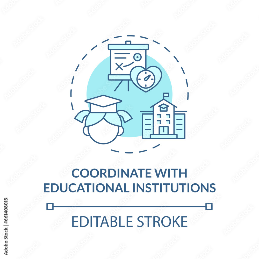 2D editable thin line icon coordinate with educational institutions concept, isolated monochromatic vector, blue illustration representing parenting children with health issues.