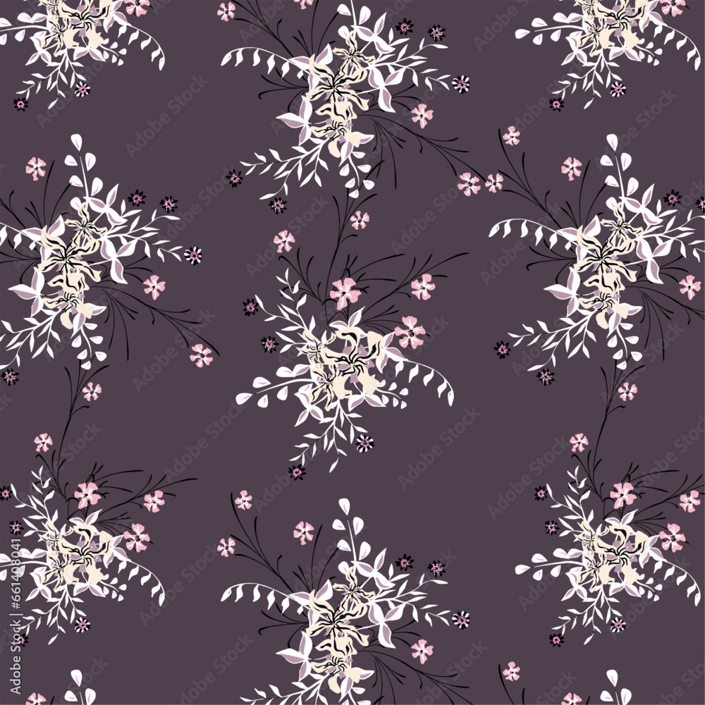 seamless pattern with snowflakes flowers  pattern