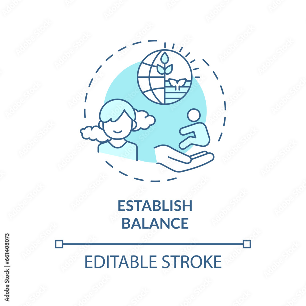 2D editable thin line icon establish balance concept, isolated monochromatic vector, blue illustration representing parenting children with health issues. 2D editable thin line icon establish balance concept, isolated monochromatic vector, blue illustration representing parenting children with health issues.