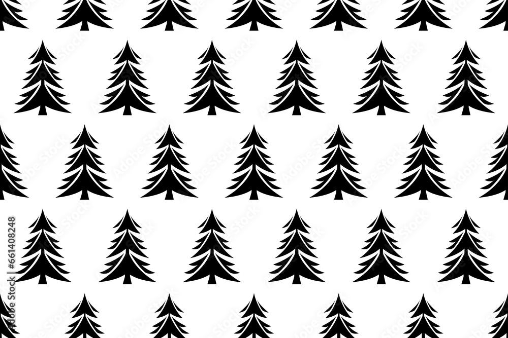 Seamless fir pattern. Black and white Christmas trees repeating seamless pattern. Seamless fir pattern. Black and white Christmas trees repeating seamless pattern.