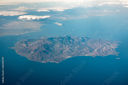 Panoramic view of Cyprus Island from above.