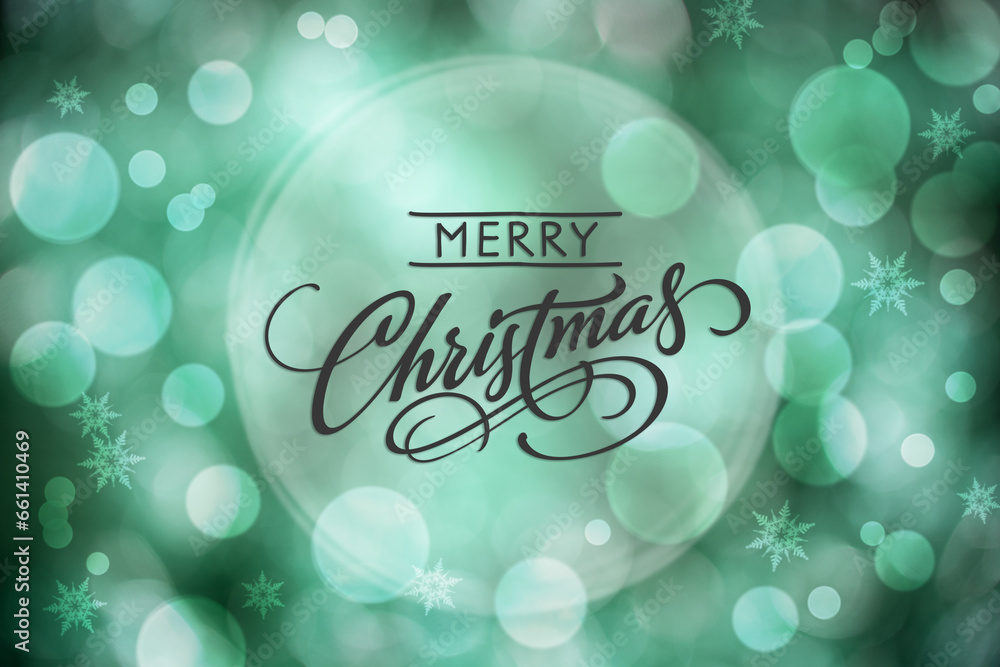 Shiny Turquoise Christmas Background With Text Merry Christmas