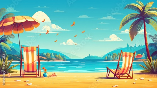 Vector illustration of summer background, AI generated Image