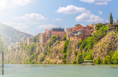 Houses on the edge of a cliff above the river Kura. Tbilisi  the historic city