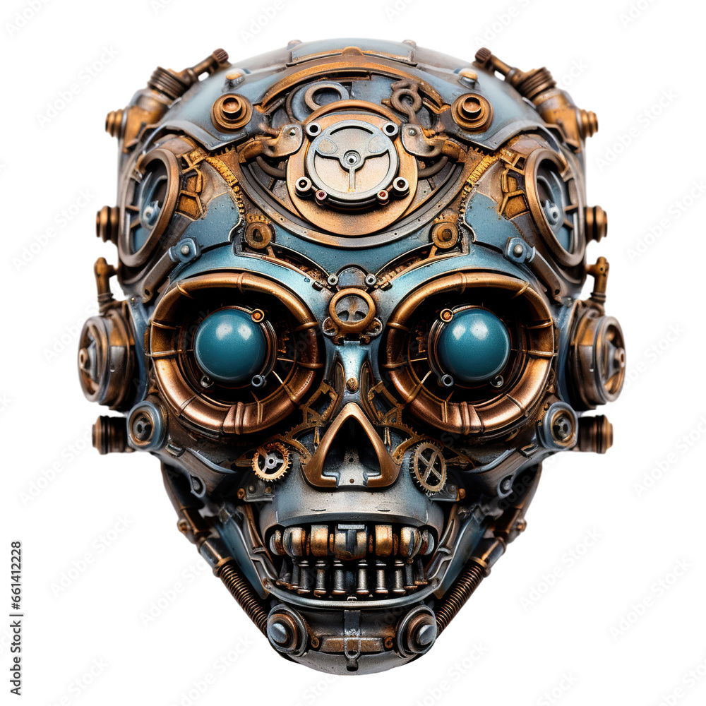 Craft a robotic - themed decorative mask isolated on white background PNG Craft a robotic - themed decorative mask isolated on white background PNG
