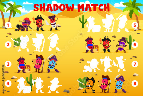 Shadow match game with vitamins pirates characters