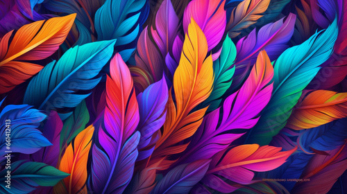 Artistic Colorful Feather Wallpaper  A Vibrant Background Created with generative AI tools.