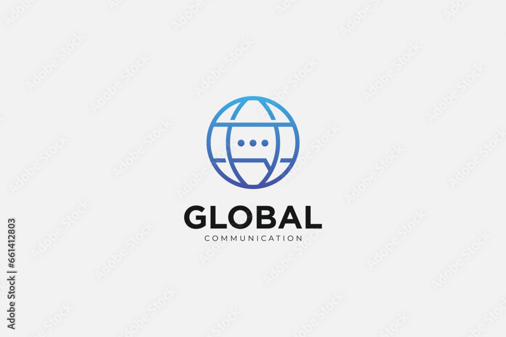 Global communication chat logo and icon