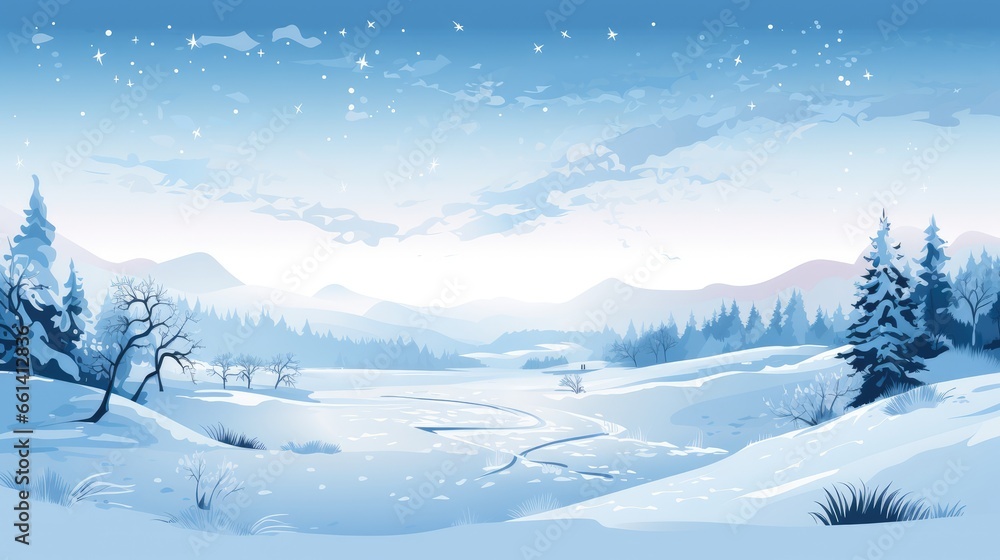 Vector illustration of snow season background, AI generated Image