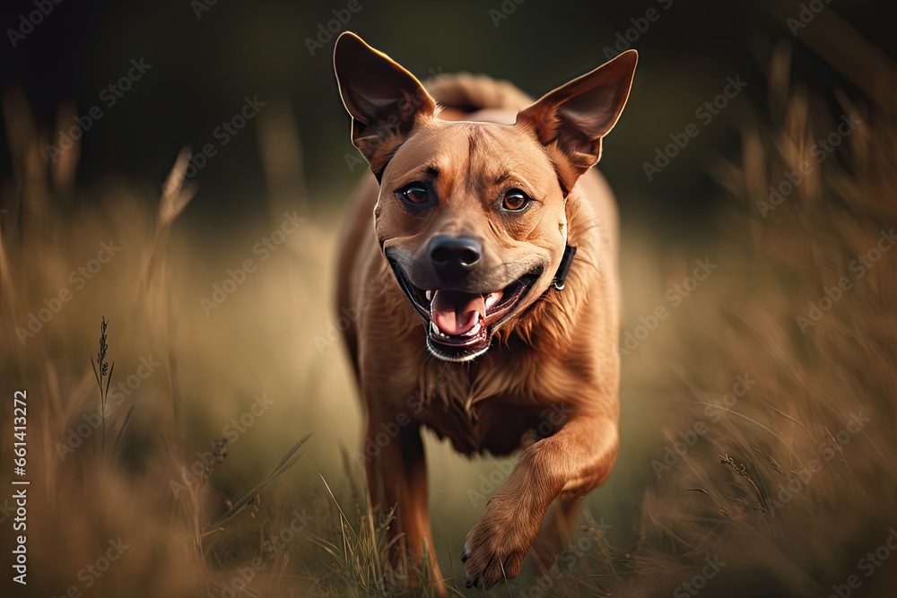 Energetic puppy enjoying sunny day in park. Playful terrier pup running on green grass. Adorable dog having fun outdoors Energetic puppy enjoying sunny day in park. Playful terrier pup running on green grass. Adorable dog having fun outdoors