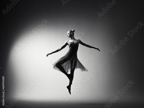 Illuminated Leap. Capturing the Essence of Ballet in Stark Monochromatic Beauty.