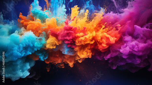 Explosion of colorful water and ink texture