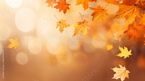 Falling autumn maple leaves