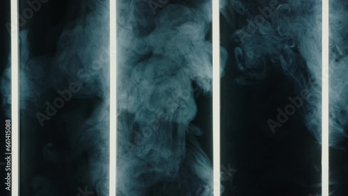 Colored neon light with smoke