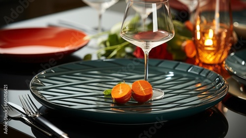 A modern and sleek ceramic plate with geometric patterns,