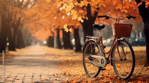 bicycle in autumn park generated by AI © AB malik
