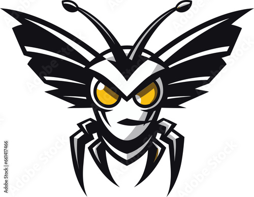 Sleek and Stinging Defender Emblem Nocturnal Guardian in Monochrome