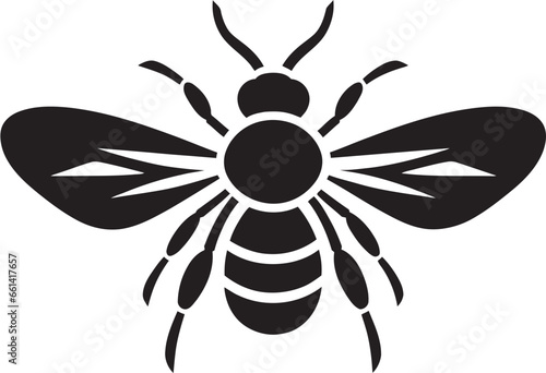 Silhouette of a Buzzing Defender Vectorized Monochrome Hornet Icon