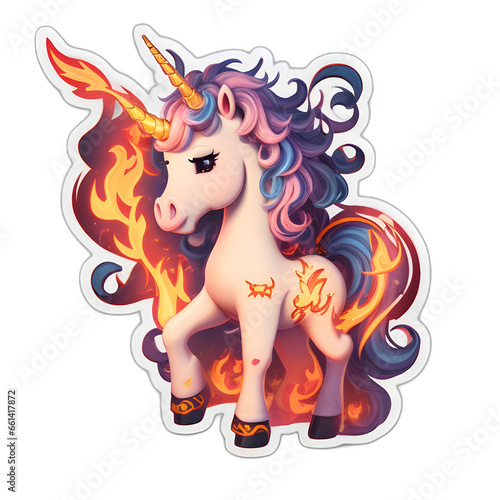 cute unicorn on fire