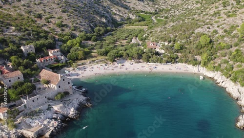 Wallpaper Mural Hvar Island's Dubovica Beach: Aerial of village, beach, and Adriatic coastline Torontodigital.ca