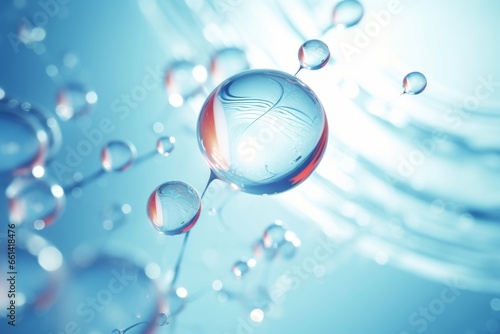 cosmetic moisturizer water molecule, Cosmetic Essence, Liquid bubble, background, 3d rendering, Generative AI