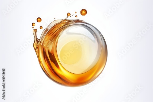 Oil Liquid Splashing in Sphere Bubble, Liquid splash ball, cosmetic serum oil, 3d rendering, Generative AI