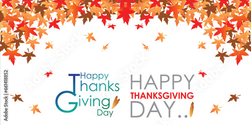 Abstract of Celebration Happy Thanksgiving Day Banner Template Background for invitation party campaign in the Autumn after Halloween with Calligraphy or Typographic. Vector and Illustration, EPS 10.