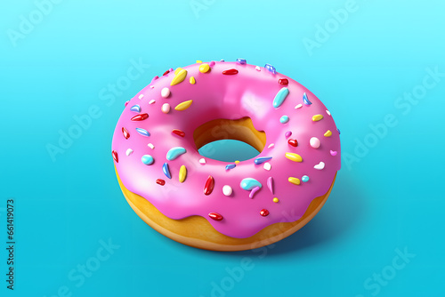 Donut 3d rendering isometric style
