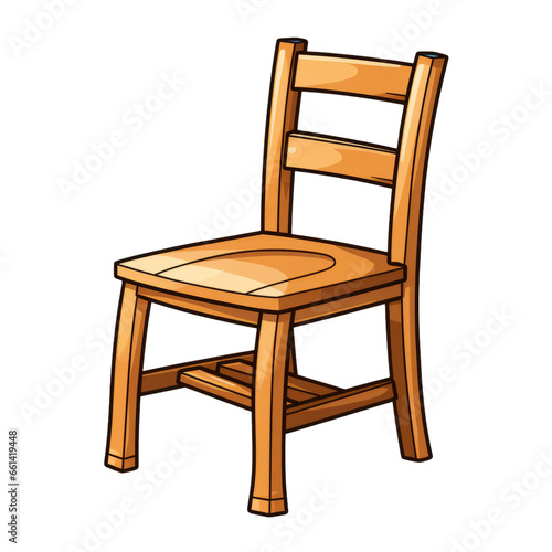 Wooden chair isolated on white background Vector illustration