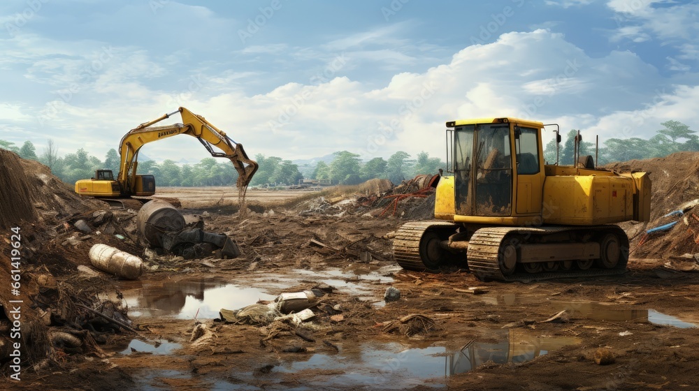 Landfill with Construction waste (CDW). Trash disposal for recycling ...