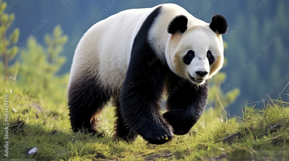 Fototapeta premium Rare animals unique to China?giant panda silhouette contour