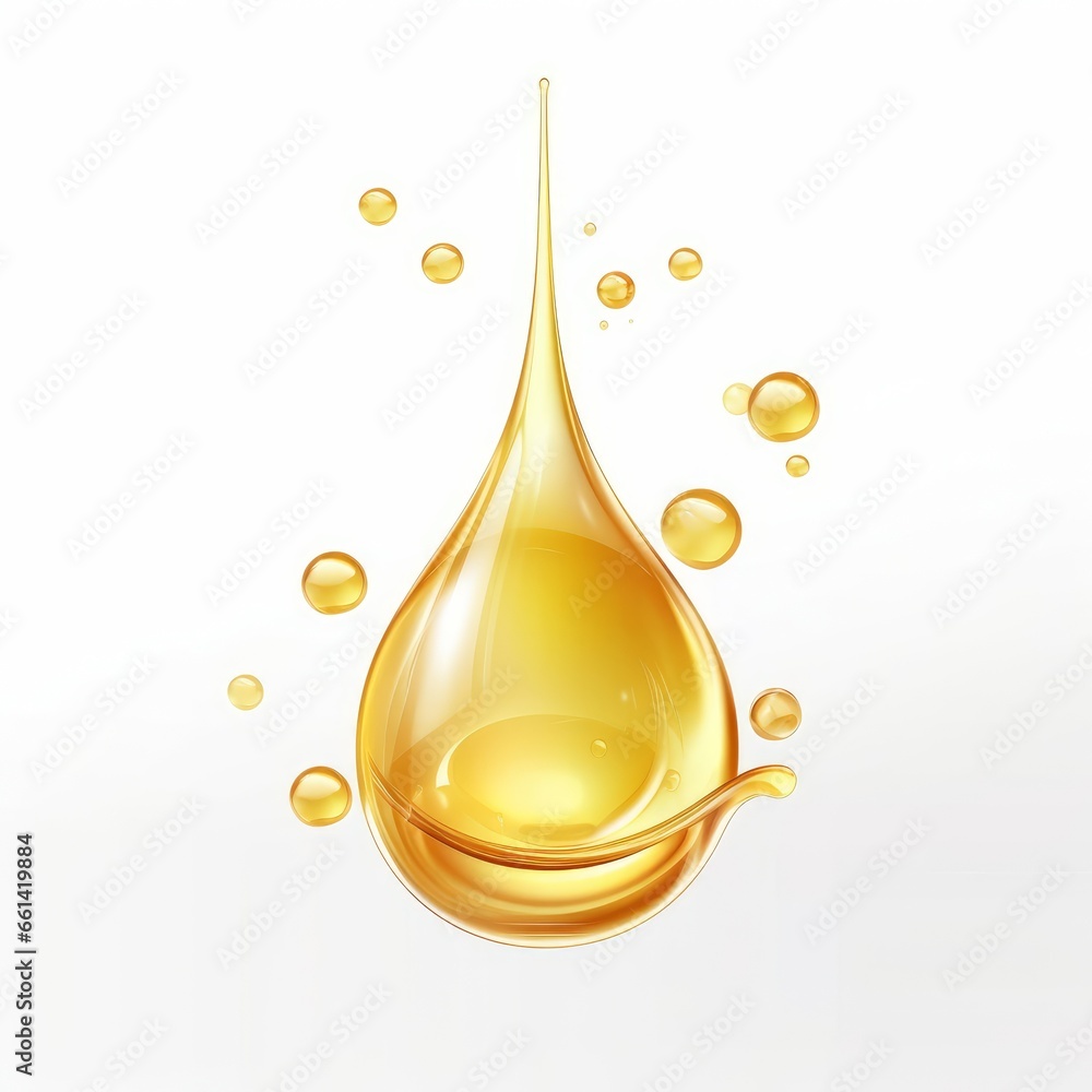 Cosmetic oil or Cosmetic Essence Liquid drop on a white background, 3d rendering, Generative AI - obrazy, fototapety, plakaty 